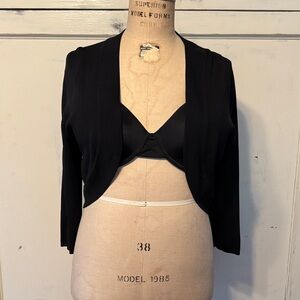 Nina Leonard Classic Black Knitwear Crop Jacket